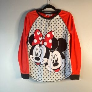 Disney L Plush Ladies Mickey Minnie Pajama Set Cozy Comfort Warm.